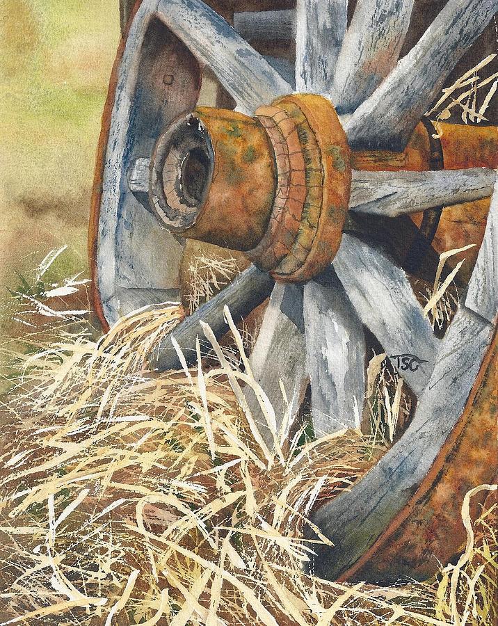 716x900 Old Wagon Wheel Painting By Tammy Crawford - Wagon Wheel Painting