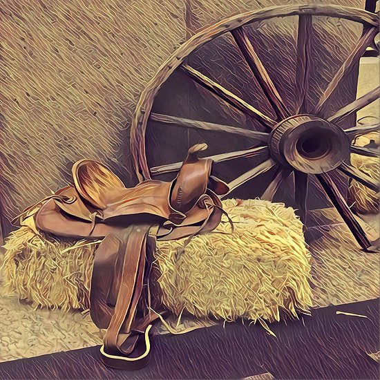 550x550 Western Country Painting Wagon Wheel Leather Horse Saddle - Wagon Wheel Painting