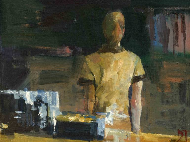 770x574 Saatchi Art Waitress In Yellow Painting By Darren Thompson - Waitress Painting