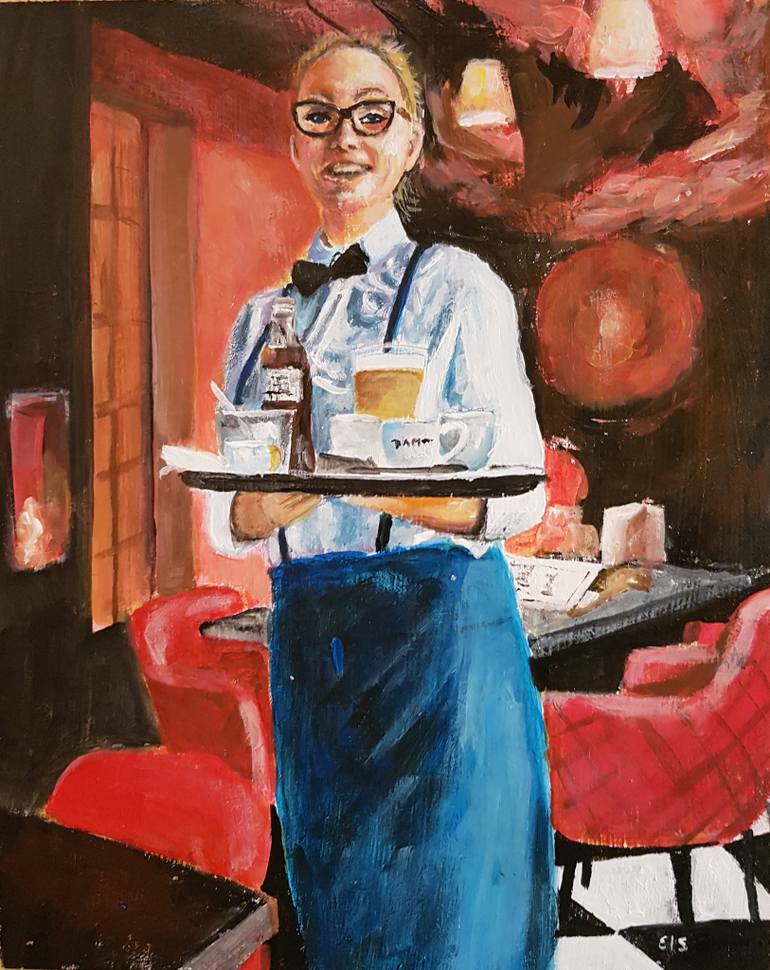 770x970 Saatchi Art Waitress Of Dickens And Jones Painting By Els Driesen - Waitress Painting