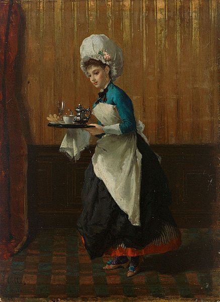 437x600 Serviererin Rom, 1877 (Waitress In An Unusual Costume Brings A Cup - Waitress Painting