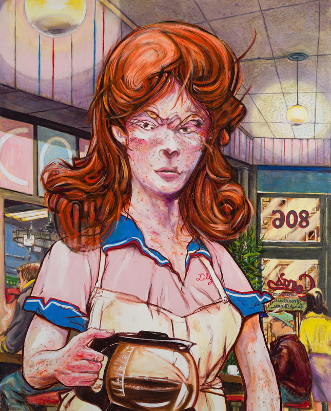 645x800 The Hollywood Producer Drew Gentle Painting - Waitress Painting