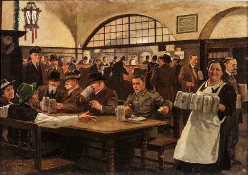 848x598 Adolf Reich, Waitresses, Diptych - Waitress Painting