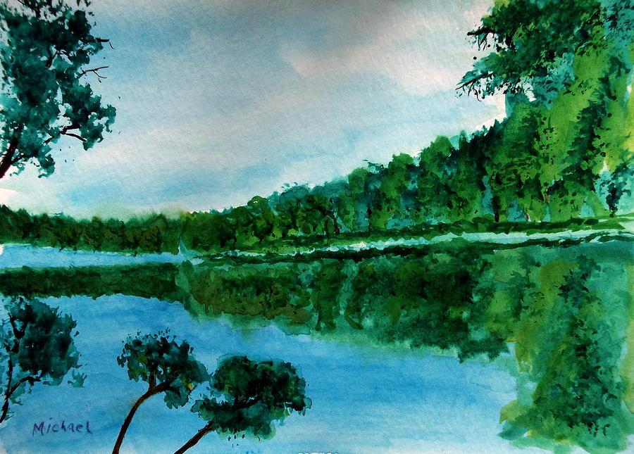 900x645 Walden's Pond Painting By Michael Brennan - Walden Painting