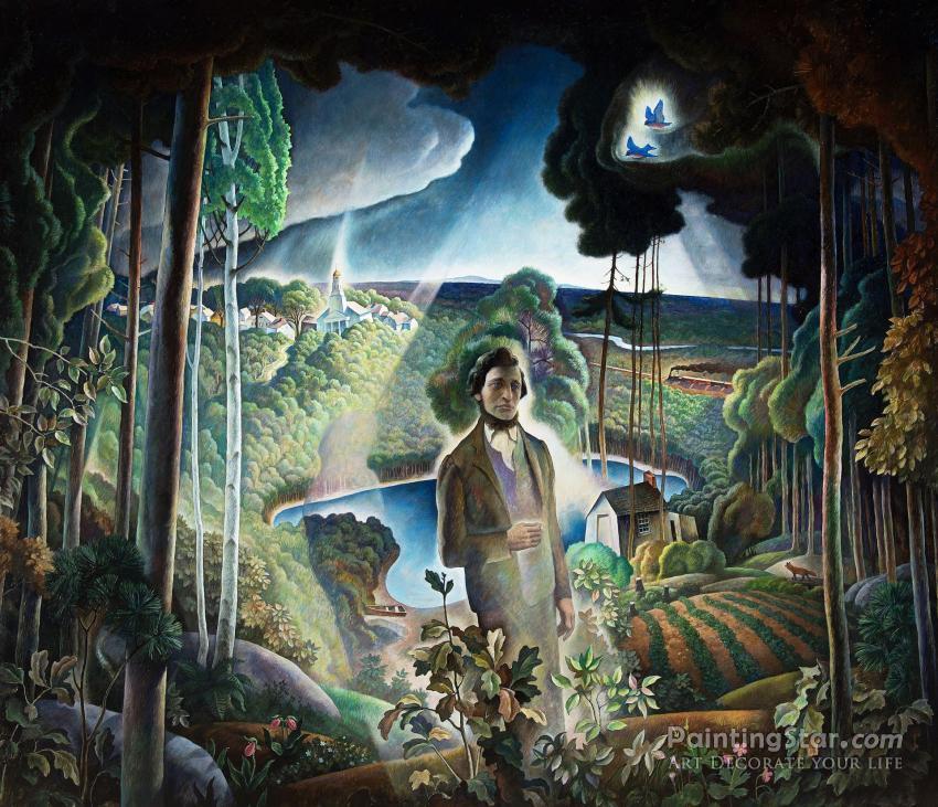 850x731 Walden Pond Revisited Artwork By Newell Convers (N.c.) Wyeth Oil - Walden Painting