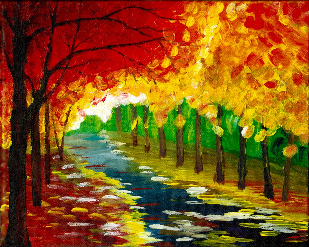 1280x1023 Autumn Walk In The Park Acrylic Painting Brian's Art Shop Tictail - Walk In The Park Painting