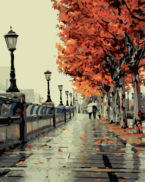 512x640 Hq Love Autumn Walk In The Park Digital Paint By Number Kits - Walk In The Park Painting