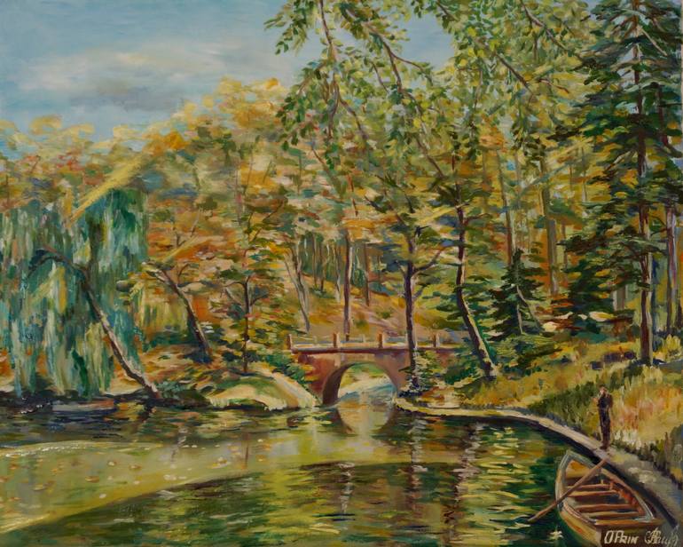 770x616 Saatchi Art Walk In The Park. Autumn. Painting By Olga Prin - Walk In The Park Painting