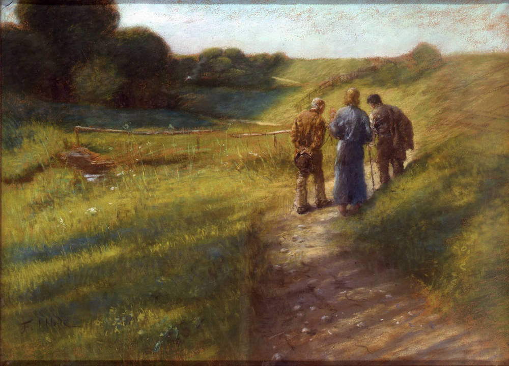 1000x720 Fritz Von Uhde Walking To Emmaus - Walk To Emmaus Painting