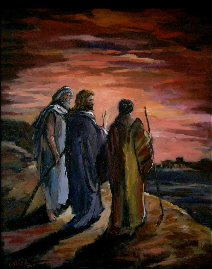 710x900 Walk To Emmaus Painting By Carole Foret - Walk To Emmaus Painting