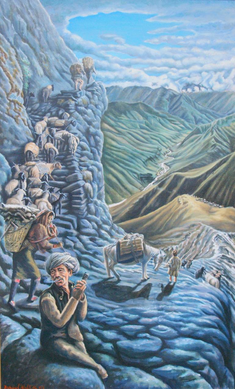 770x1272 Saatchi Art Pipedreams Of The Himalayas Painting By Darryl Walker - Walker Painting