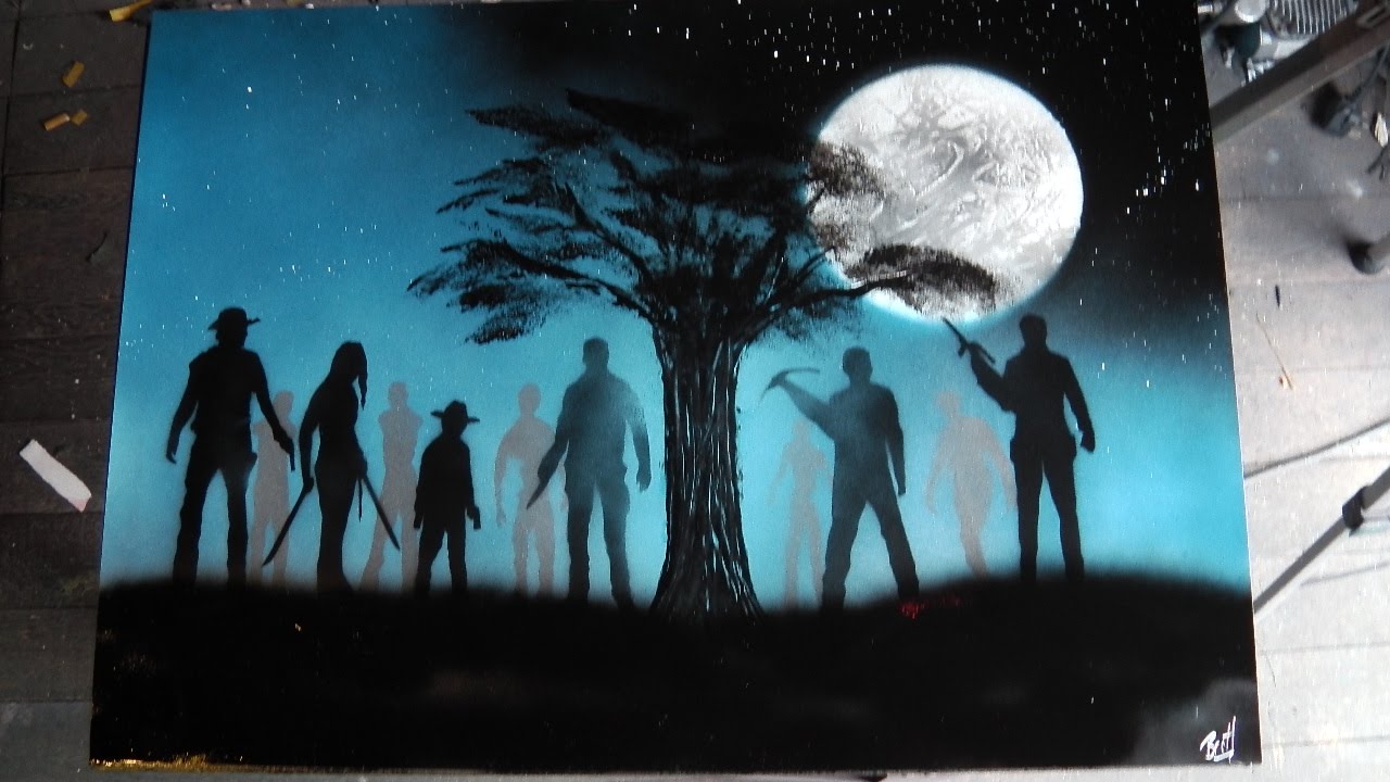 1280x720 How To Spray Paint Art - Walking Dead Painting