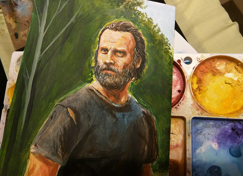 980x709 The Walking Dead Blank Sketch Cover Painting The Art Of Robert - Walking Dead Painting