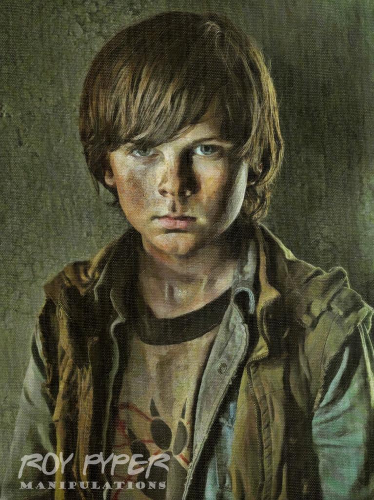 767x1024 The Walking Dead Carl Oil Paint Re Edit By Roy Pyper - Walking Dead Painting