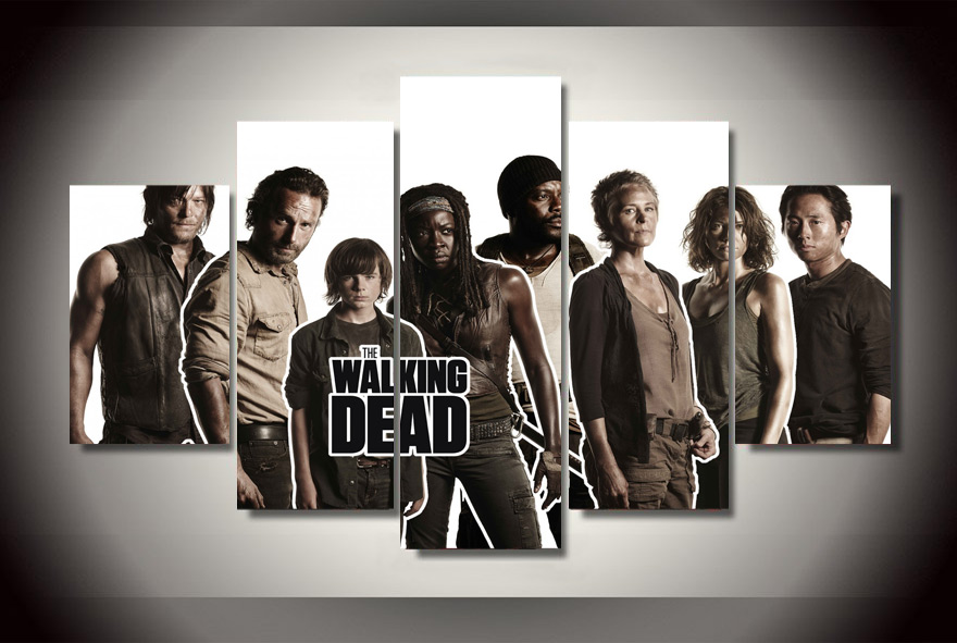 880x591 Unframed 5 Pcs Modular Wall Paintings The Walking Dead Movie - Walking Dead Painting