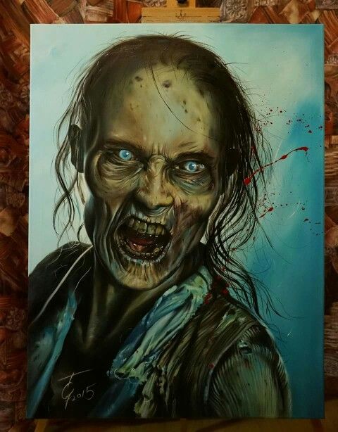 480x614 Walking Dead, Zombie, Oil Painting On Canvas My Painting - Walking Dead Painting