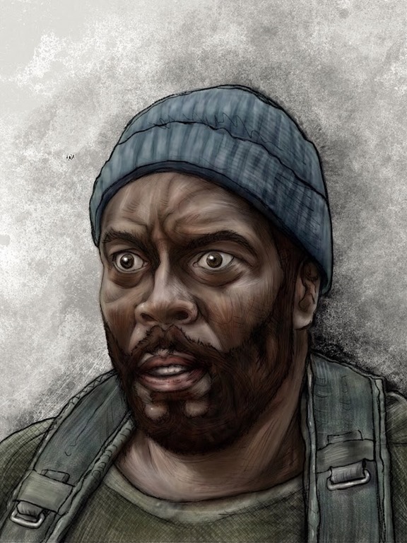 576x768 Ipad Art Portrait Of Tyreese From The Walking Dead Ipad Insight - Walking Dead Painting