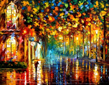450x352 Walking In The Rain - Walking In The Rain Painting