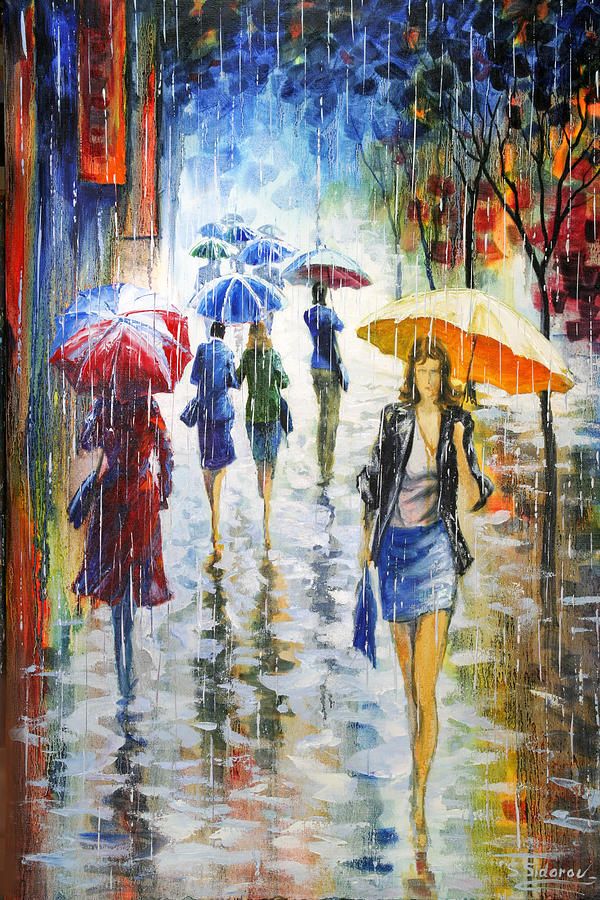 600x900 Walking In The Rain Canvas Print Canvas Art By Stanislav Sidorov - Walking In The Rain Painting