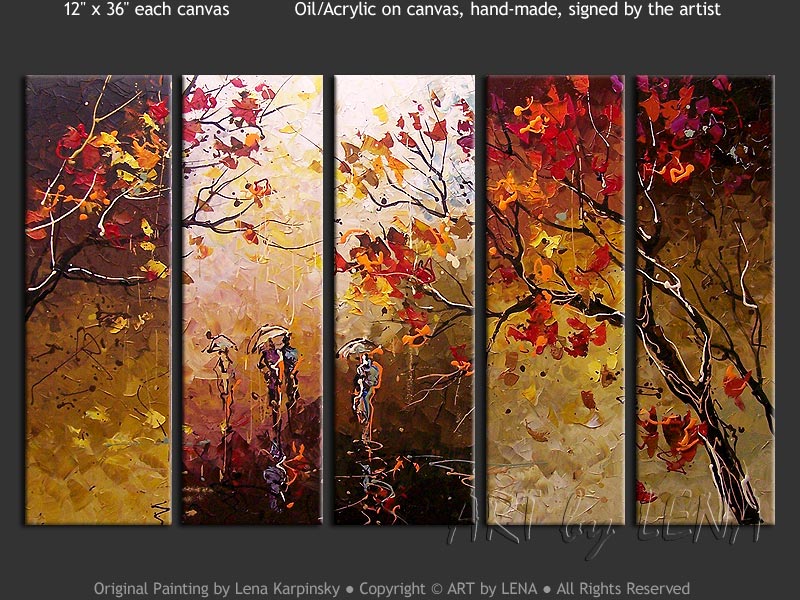 800x600 Walking In The Rainy Park Art By Lena - Walking In The Rain Painting