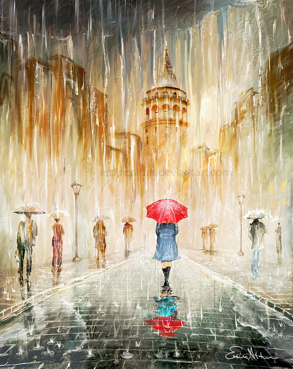 Walking In The Rain Painting at PaintingValley.com | Explore collection ...