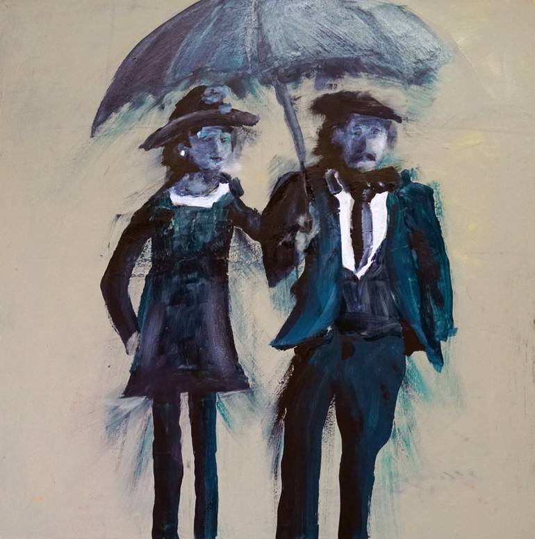 770x776 Saatchi Art Walking In The Rain Painting By Klaus Claudio Wingefeld - Walking In The Rain Painting Artist