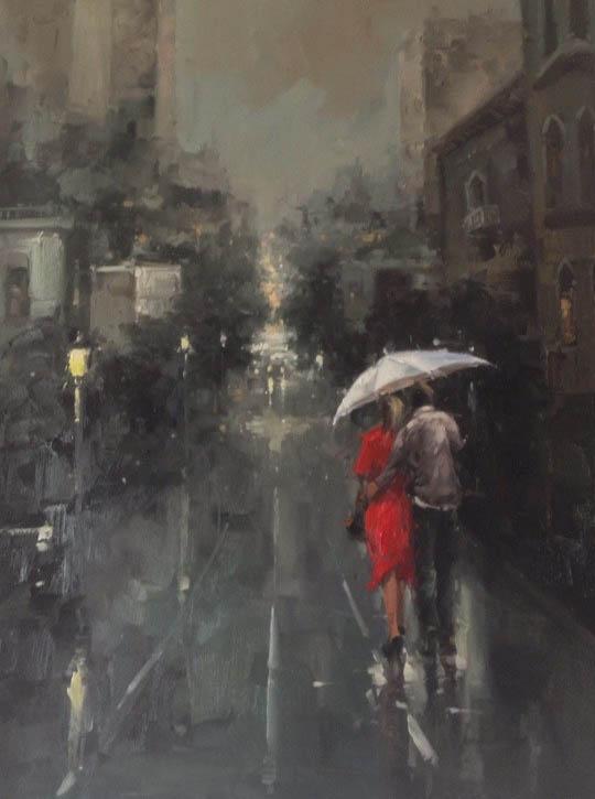 540x725 Walking In The Rain (3) Oil Painting Op Lc7 3 - Walking In The Rain Painting Artist