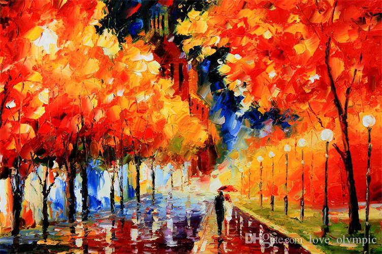 752x501 Best Framed, Huge High Quality Handpainted Rain Walk Couple Modern - Walking In The Rain Painting Artist