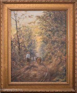 248x300 Joseph A Voll Oil Painting, Rare Pennsylvania Artist, Man Walking - Walking Man Painting