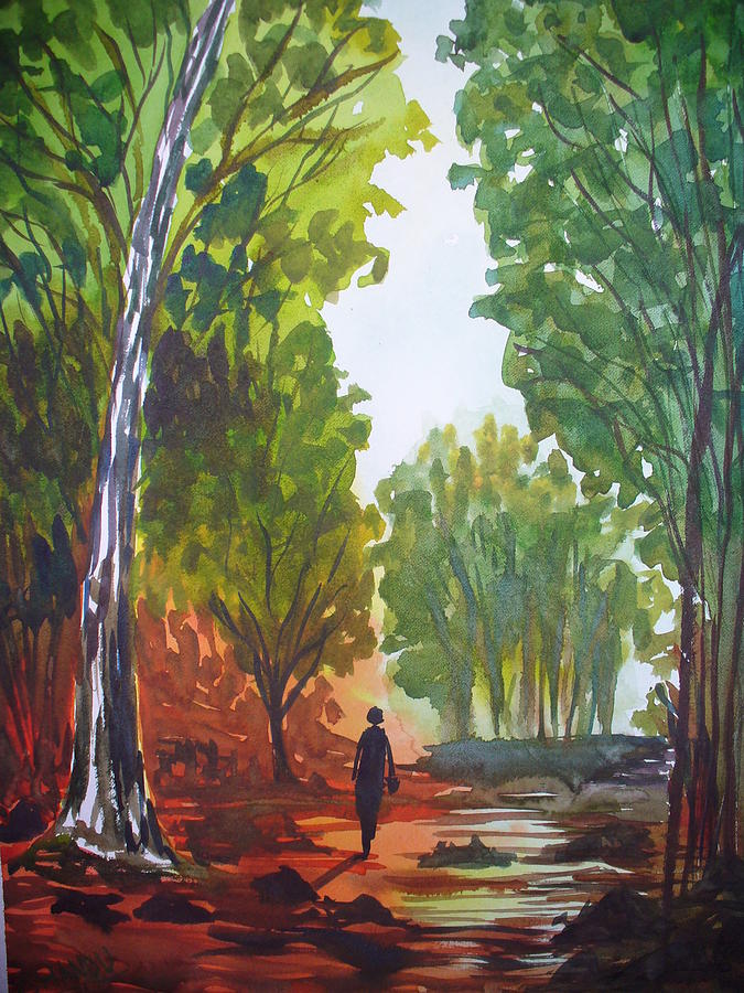 675x900 Man Walking Painting By Chandrakant Ekkirala - Walking Man Painting