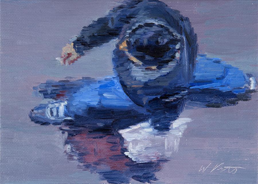 900x642 Man With Beanie Cap Smoking While Walking In Paris Warren - Walking Man Painting