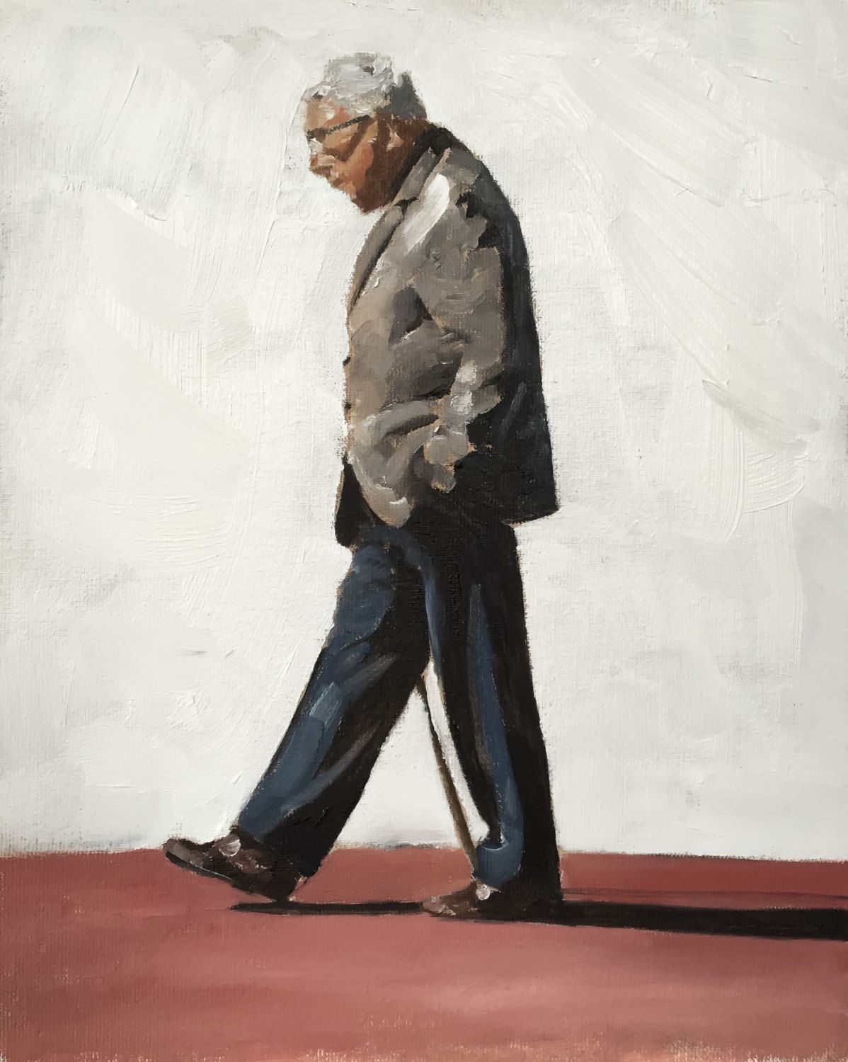 1198x1500 Old Man Walking Painting Walking Man Art Print Old Man - Walking Man Painting