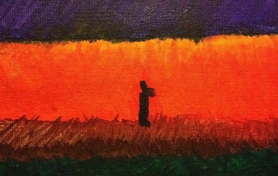 900x570 Fire Walking Man Painting By James Benderson - Walking Man Painting