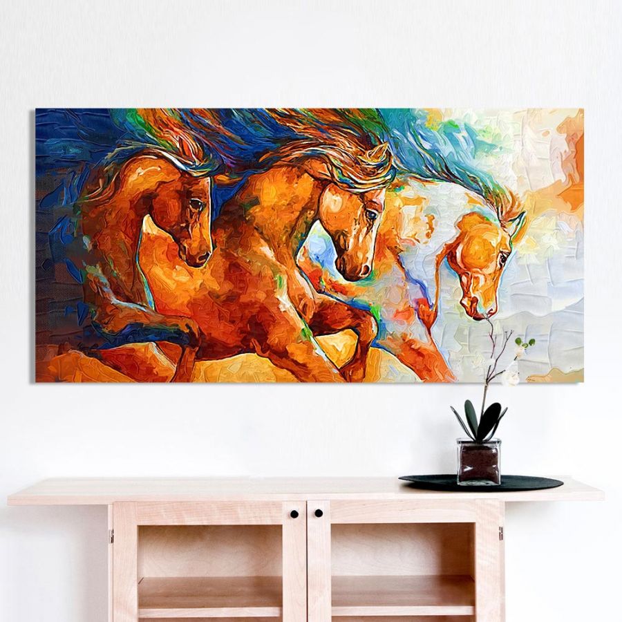 900x900 Canvas Wall Art Three Horses Running Painting - Wall Art Painting