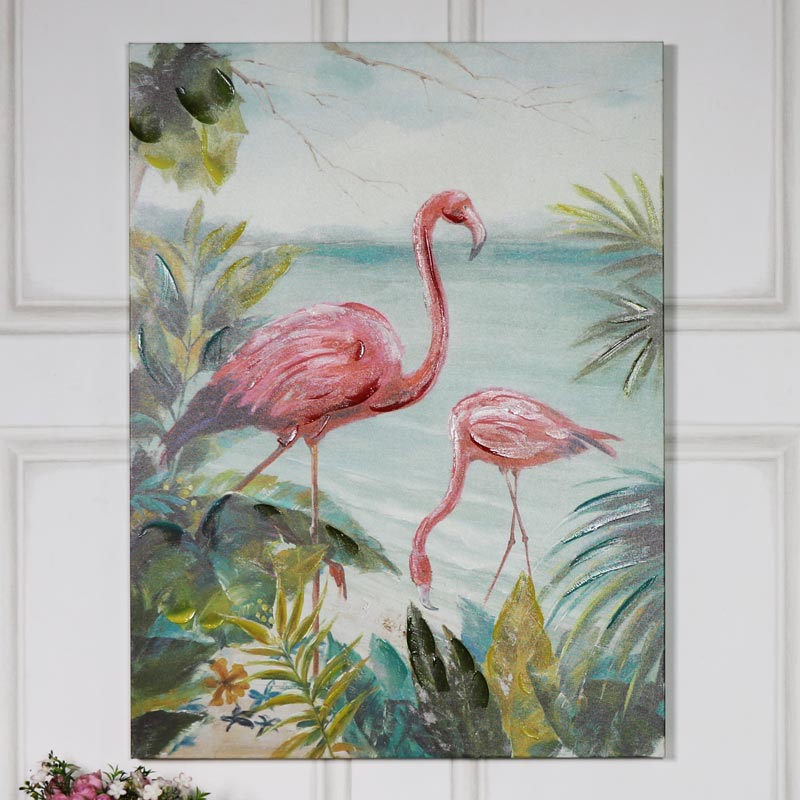 800x800 Large Bright Pink Flamingo Wall Canvas Oil Painting - Wall Art Painting