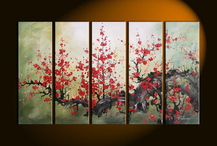 759x512 2018 Hand Painted Oil Wall Art Paint Bright Red Flower Decoration - Wall Art Painting