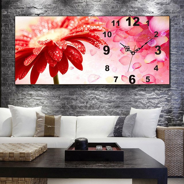 640x640 Full Drill, Diamond Painting Cross Stitch, Flower, Diamond - Wall Clock Painting
