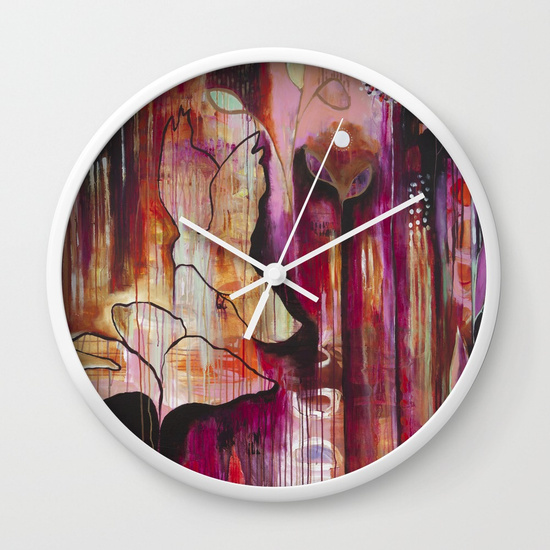 550x550 Kiss Original Painting By Flora Bowley Wall Clock By Florabowley - Wall Clock Painting