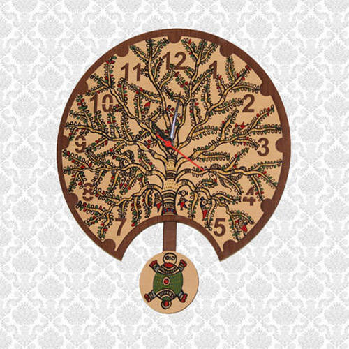 500x500 Madhubani Hand Painted Wall Clock, Madhubani Hand Painted Wall - Wall Clock Painting