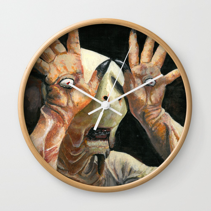700x700 Pale Man Acrylic Painting Wall Clock By Spriteideas Society6 - Wall Clock Painting