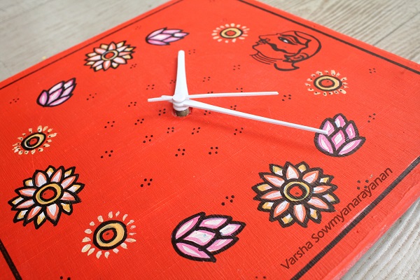 600x400 Beautiful Hand Painted Diy Wall Clock - Wall Clock Painting