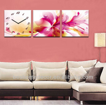 350x348 Canvas Flower Painting,abstract Flower Canvas Clocks,custom - Wall Clock Painting