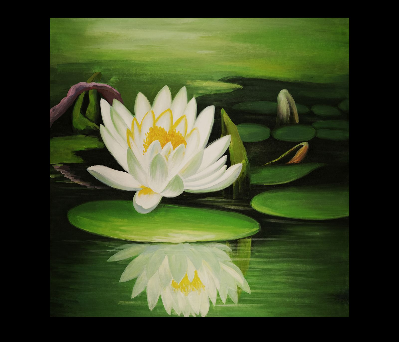 1600x1371 Abstract Flower Painting Lotus Flower Painting Wall Art Decor - Wall Decor Flower Painting