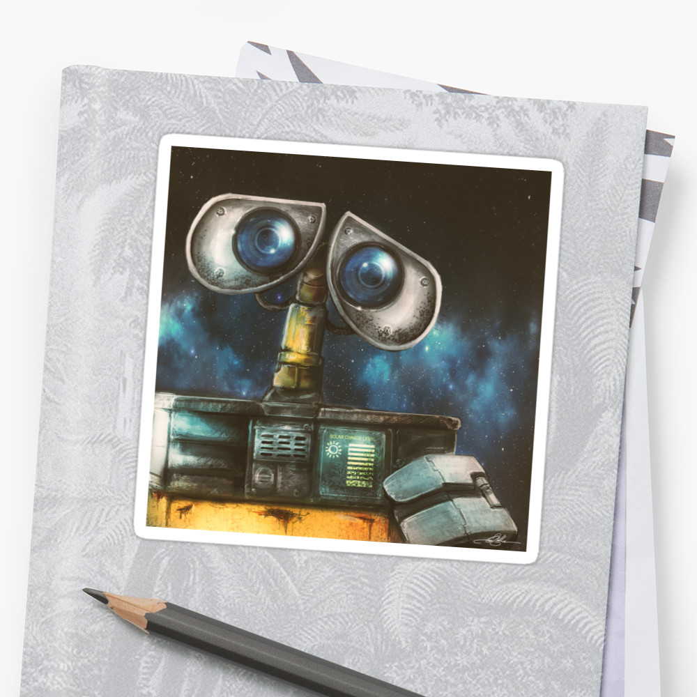 1000x1000 Wall E Robot Painting Stickers By Ian Milligan Redbubble - Wall E Painting