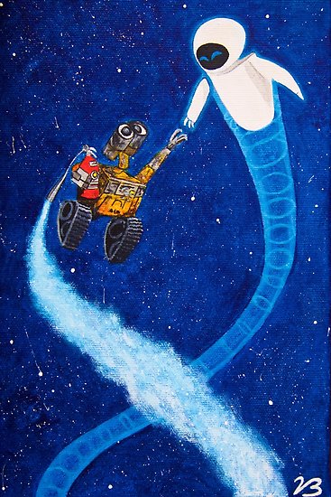 367x550 Wall E And Eve Painting Posters By Vbartsegnalibri Redbubble - Wall E Painting