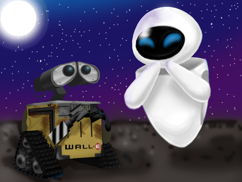 1024x768 Wall E Eve - Wall E Painting