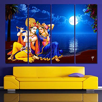 425x425 Ray Decor (24 Inch X 36 Inch) Multiple Sparkling Radha Krishna - Wall Painting