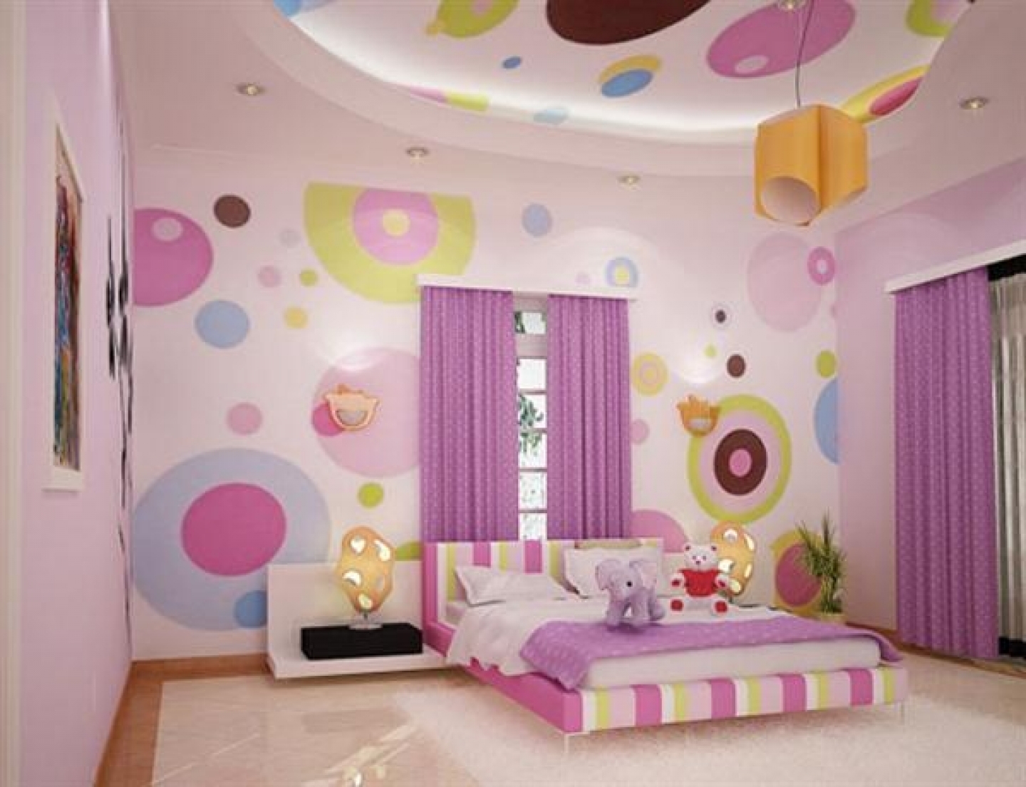 1440x1104 Cool Colorful Square Pattern Wall Colors Theme Girls Bedroom - Wall Painting For Girls