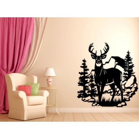 458x458 Deer Wall Art Stickers, Wild Animals Wall Decal. - Wall Painting Of Animals