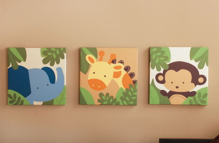 443x291 Funny Jungle Animals Forest Wall Stickers For Kids Wall Art - Wall Painting Of Animals